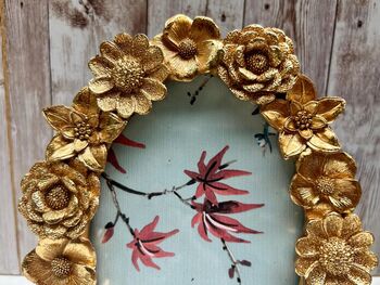 Elegant Gold Oval Floral Photo Picture Frame Holder 4x6 15x10cm Portrait Size, 3 of 8