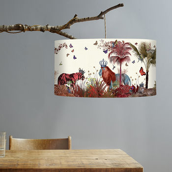 Tropical Lions Lampshade, Red, 3 of 8