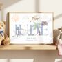 Blue Dragons Nursery Name Print, Nursery Boy Name Print, Colour Choices, thumbnail 1 of 6