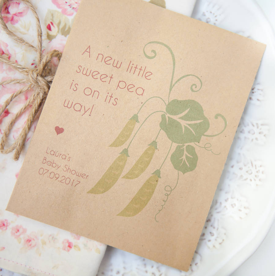 10 ‘Sweet Pea’ Baby Shower Seed Packet Favours, 1 of 6