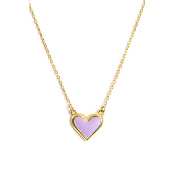 Gold Plated Sterling Silver Heart Lilac Enamel Necklace, 3 of 4