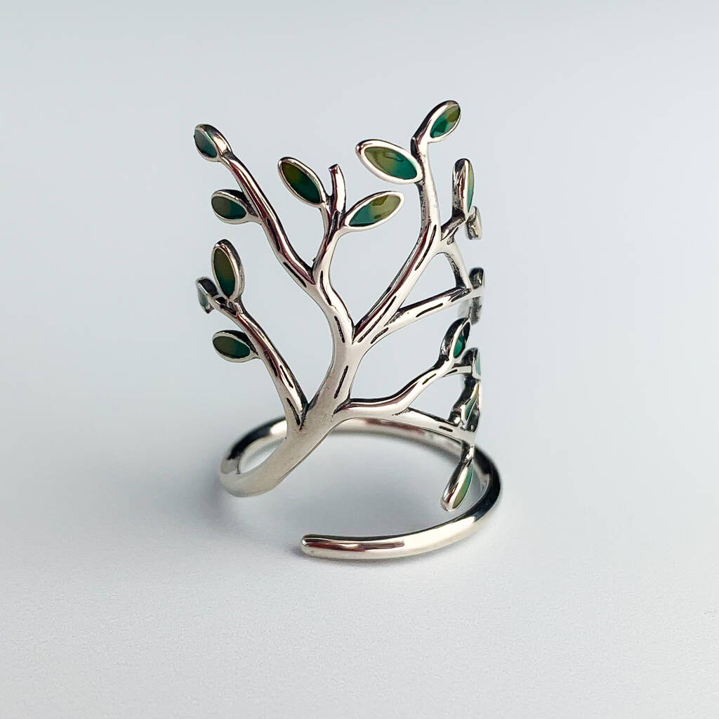 Sterling Silver Fantasy Tree Adjustable Ring, 1 of 5