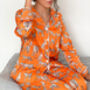 Women's Orange Cheetah Print Pyjamas, thumbnail 3 of 8