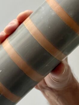 Taupe And Ochre Colour Block Candle, 2 of 3