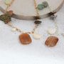 Statement Chain Necklace With Orange And Green Gemstone, thumbnail 5 of 6