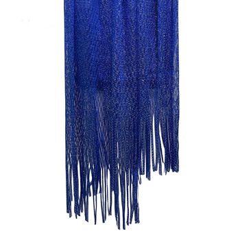 Royal Blue Mesh Viscose Metallic Wrap Shawl, 2 of 5