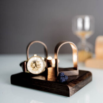 Luxury Walnut Double Watch Stand Display Personalise, 2 of 6