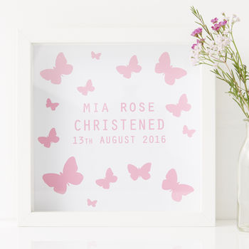 Personalised Butterfly Framed Christening Print, 2 of 5