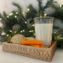 Santa And Rudolph Small Oak Tray Plain Stain Finish, thumbnail 1 of 2