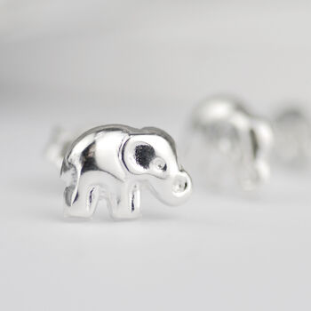 Sterling Silver Tiny Elephant Stud Earrings, 4 of 6