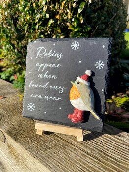 Christmas Slate On Easel Robins Appear When Loved Ones Are Near, 3 of 4