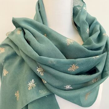 Metallic Bee Print Scarf, 2 of 9