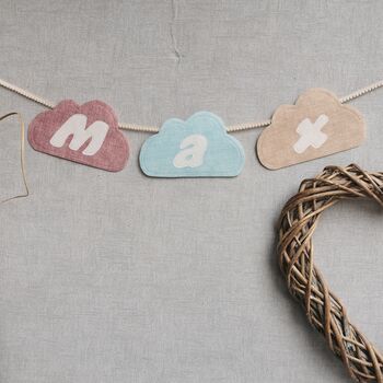 Cloud Shaped Garland In Pastel Pink, Blue And Beige, 5 of 12
