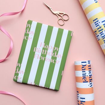Personalised Striped Text Wrapping Paper, 7 of 9