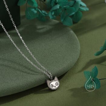 Sterling Silver Schrodinger's Cat Double Sided Pendant Necklace, 8 of 12