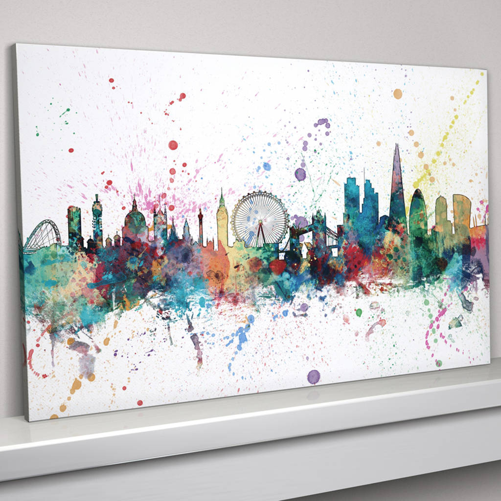 London Skyline Cityscape Paint Splashes Print, 1 of 6