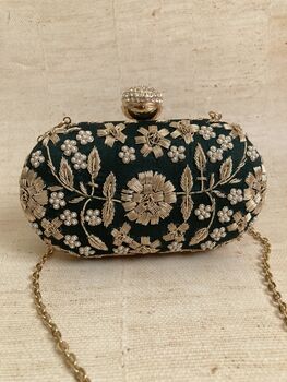 Emerald Green Pearl Oval Clutch Bag, 6 of 10