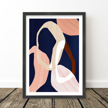 Large Navy Blue And Pink Circle Abstract Art Print, 10 of 11