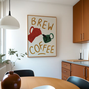 Brew Coffee Hand Painted Kitchen Wall Art Print, 5 of 7