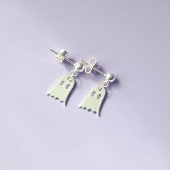 Handmade Sterling Silver Ghost Stud Earrings, 3 of 6