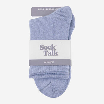 Pure Cashmere Luxury Ankle Socks Ethically Sourced Light Blue, 2 of 5