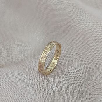 9ct Gold Personalised Botanical Ring, 7 of 8