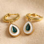 White And Green Teardrop Earrings In Gold Plating, thumbnail 2 of 4