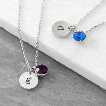Personalised Birthstone Crystal And Disc Necklace, 5 of 7