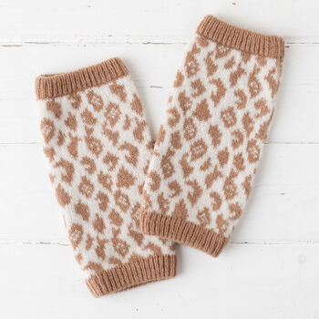 Leopard Knitted Wrist Warmers, 5 of 10