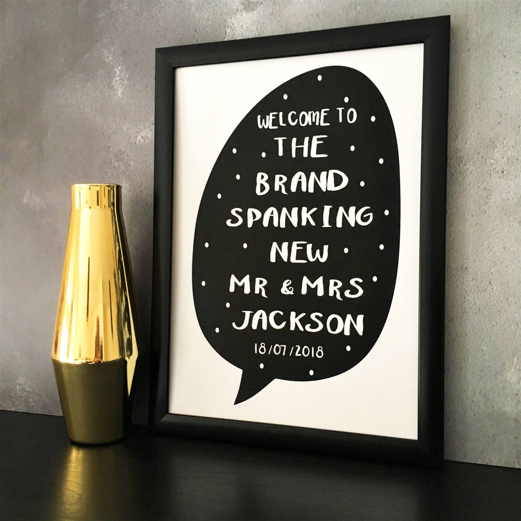 personalised new mr and mrs wedding gift a4 print by the