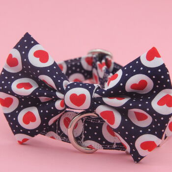 Red Hearts On Navy Dog Bow Tie, 8 of 11