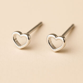 Sterling Silver Heart Stud Earrings, 3 of 8