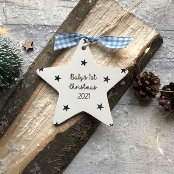 Personalised Baby's First Christmas 2023 Ceramic Star, 2 of 6