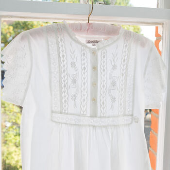 Polo Short Sleeve White Cotton Nightdress, 2 of 6