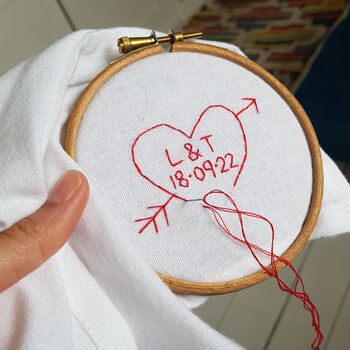 Personalised Initials Heart Handkerchief With Date, 5 of 6