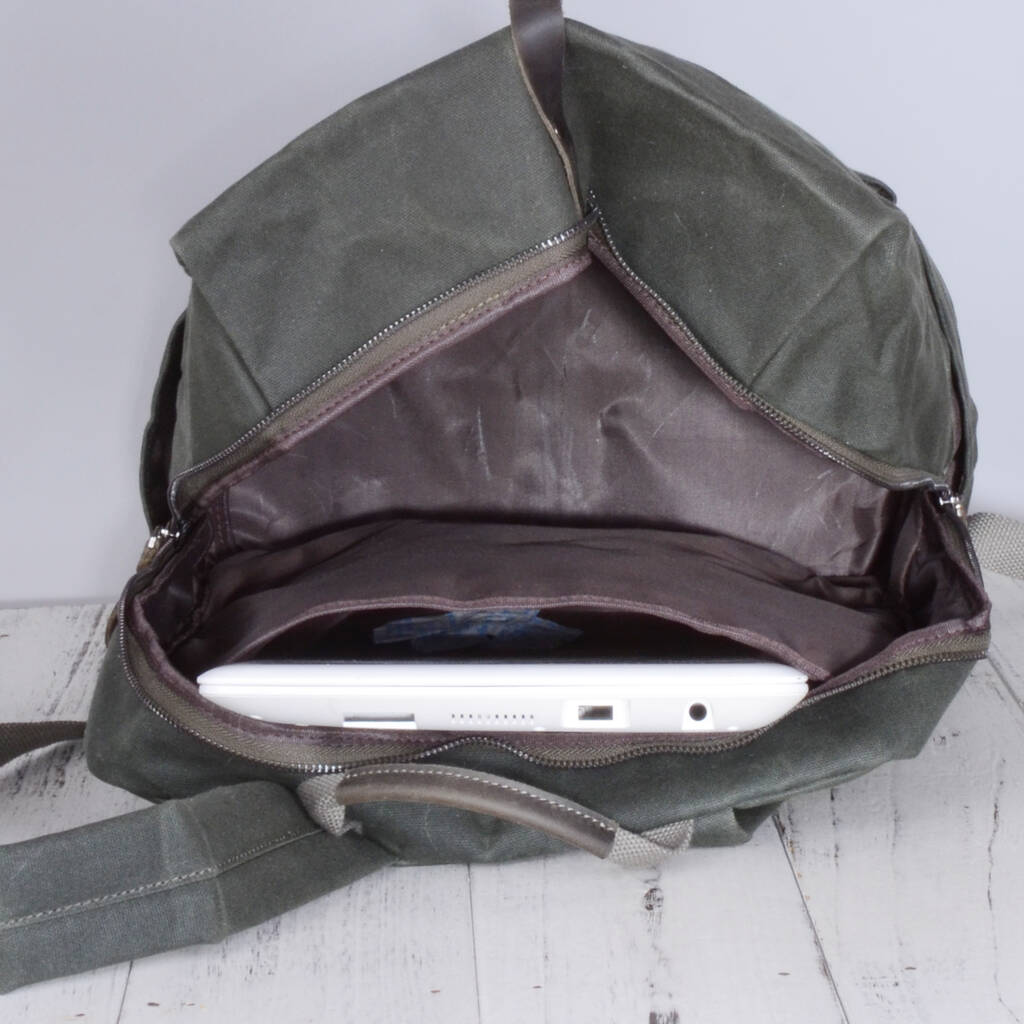 extra large waxed canvas laptop backpack by eazo