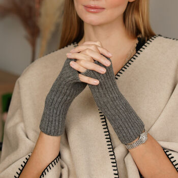 Ribbed Fingerless Wrist Warmers – Two Colourways, 6 of 7