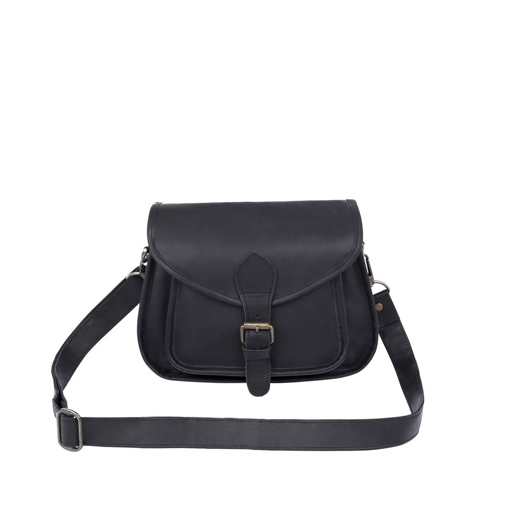 personalised leather classic saddle bag in black by mahi leather ...