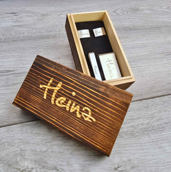 Personalised Cuff Links, Clips And Wood Box, 2 of 4