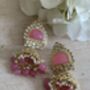 Pink Gold Kundan Jhumki Indian Earrings, thumbnail 1 of 7