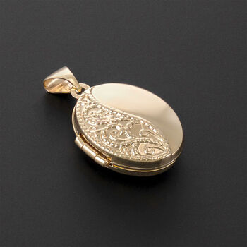 Personalised Solid 9ct Yellow Gold Filigree Milgrain Locket, 3 of 9
