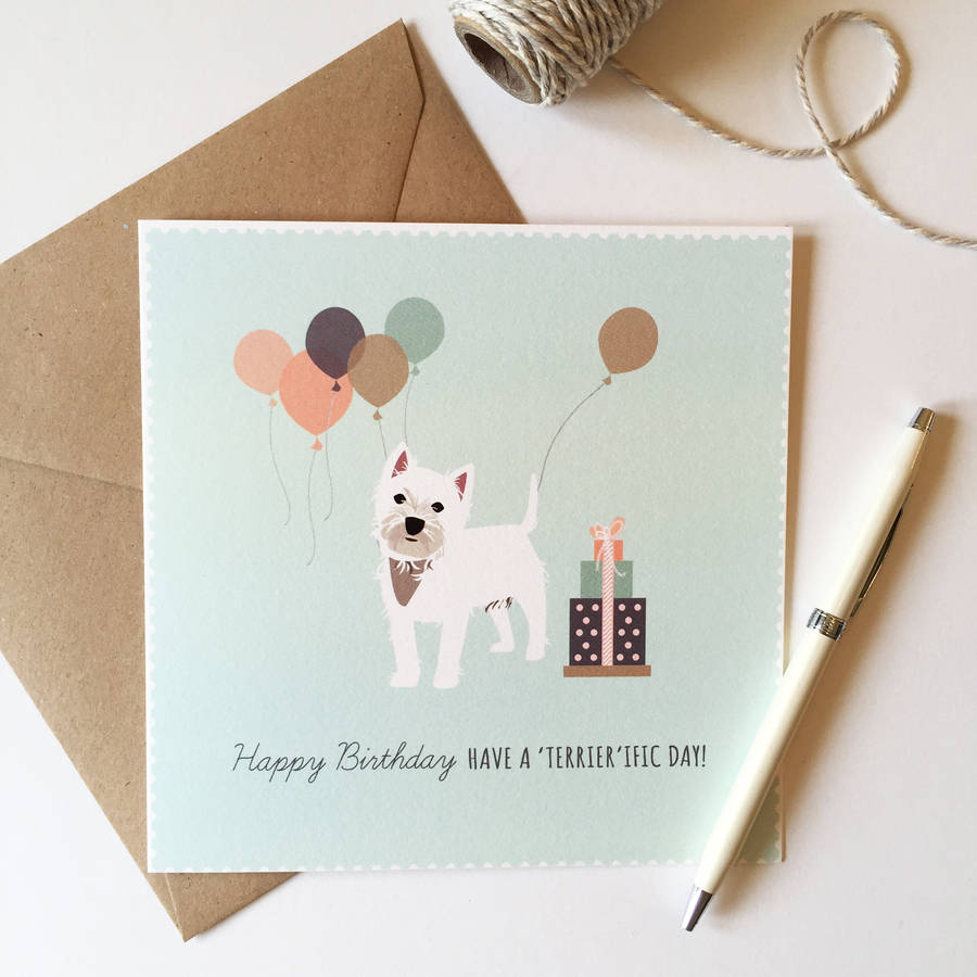 west highland terrier birthday card by sirocco design ...