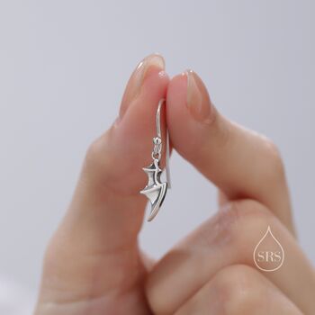 Sterling Silver Tiny Bat Wing Drop Earrings, 7 of 12