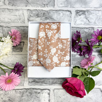 Pale Ochre Rose Petals Wedding Tie Set, 2 of 6