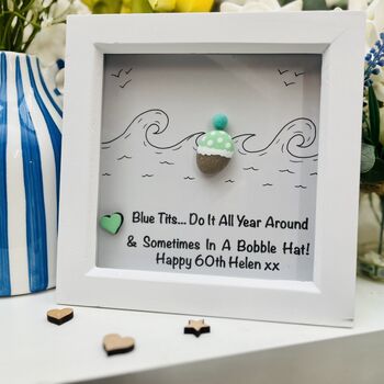 Personalised Wild Sea Swimming Pebble Frame Birthday Gift, 9 of 9