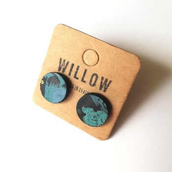 Cactus Vegan Leather Marbled Earrings, 3 of 6