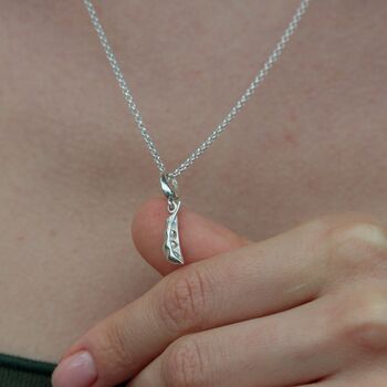 Sterling Silver Peapod Charm Necklace, 2 of 5