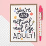 An Actual Real Life Adult! Funny Greeting Card, thumbnail 1 of 3