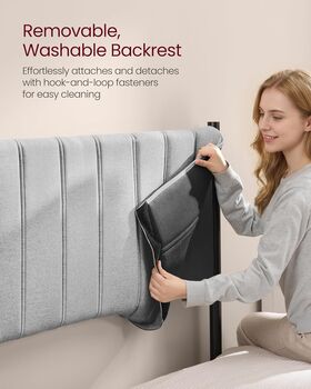 Upholstered Bed Frame Metal Platform Bed, 4 of 7