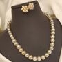 Large Golden Round Pearl Bridesmaid Statement Wedding Necklace And Earring Set, thumbnail 7 of 7
